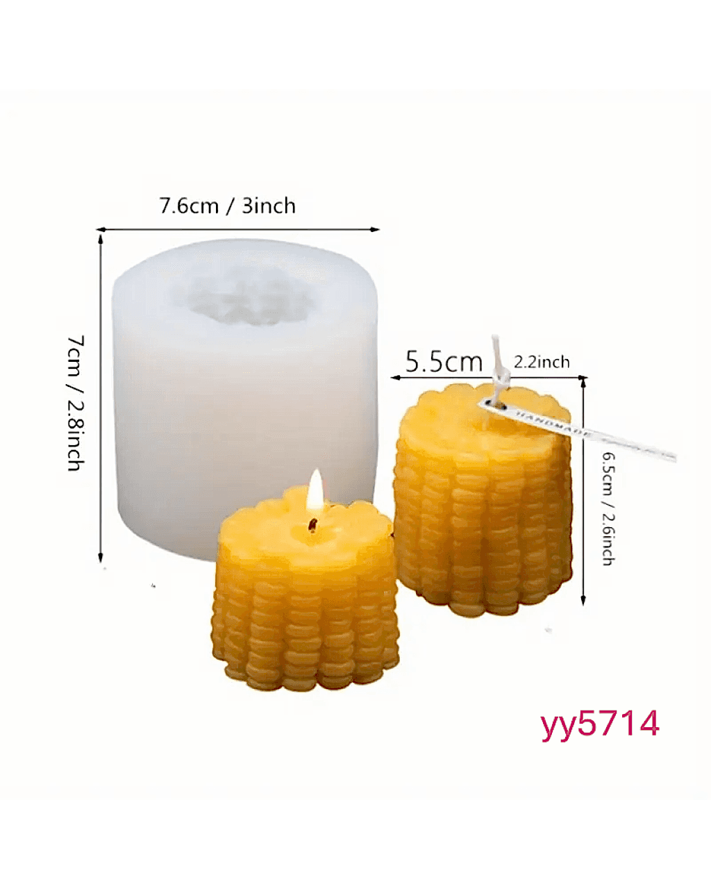  YY5714 Mısır Koçanı Mumluk Silikon Kalıp - Yaratıcı ve Şık Dekoratif Mum Kalıbı, Eğlenceli Hediye Seçeneği!