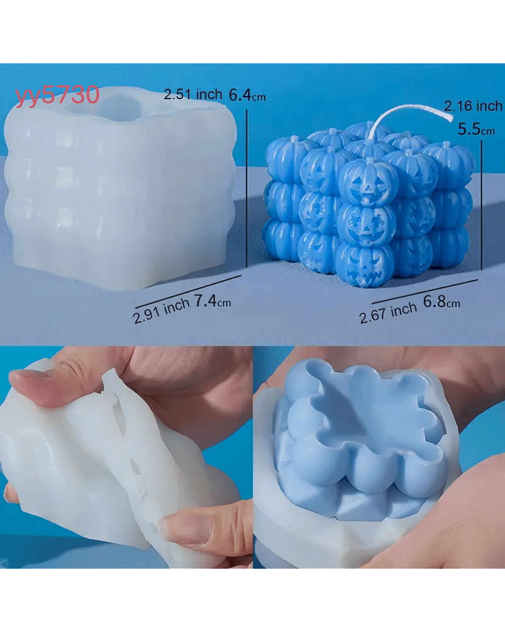  YY5730 Balkabağı Figürlü Mum Silikon Kalıp - Şirin ve Eğlenceli Dekoratif Mum, Yaratıcı Hediye Seçeneği!