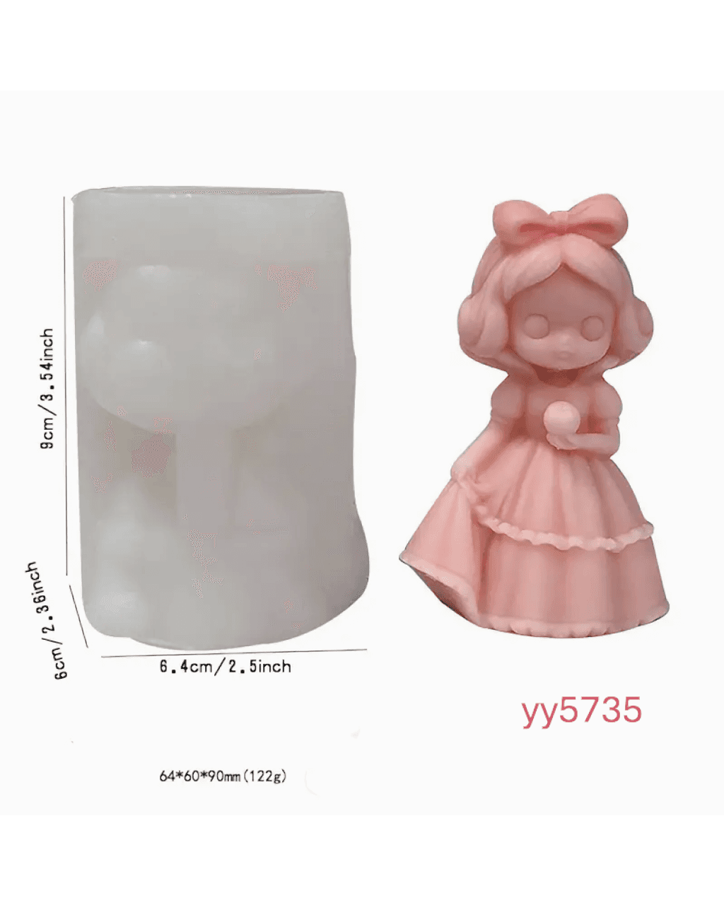  YY5735 Fiyonklu Kız Figürü Silikon Kalıp • El Yapımı Biblo ve Mum Kalıbı • Zarif ve Sevimli Dekoratif Tasarım