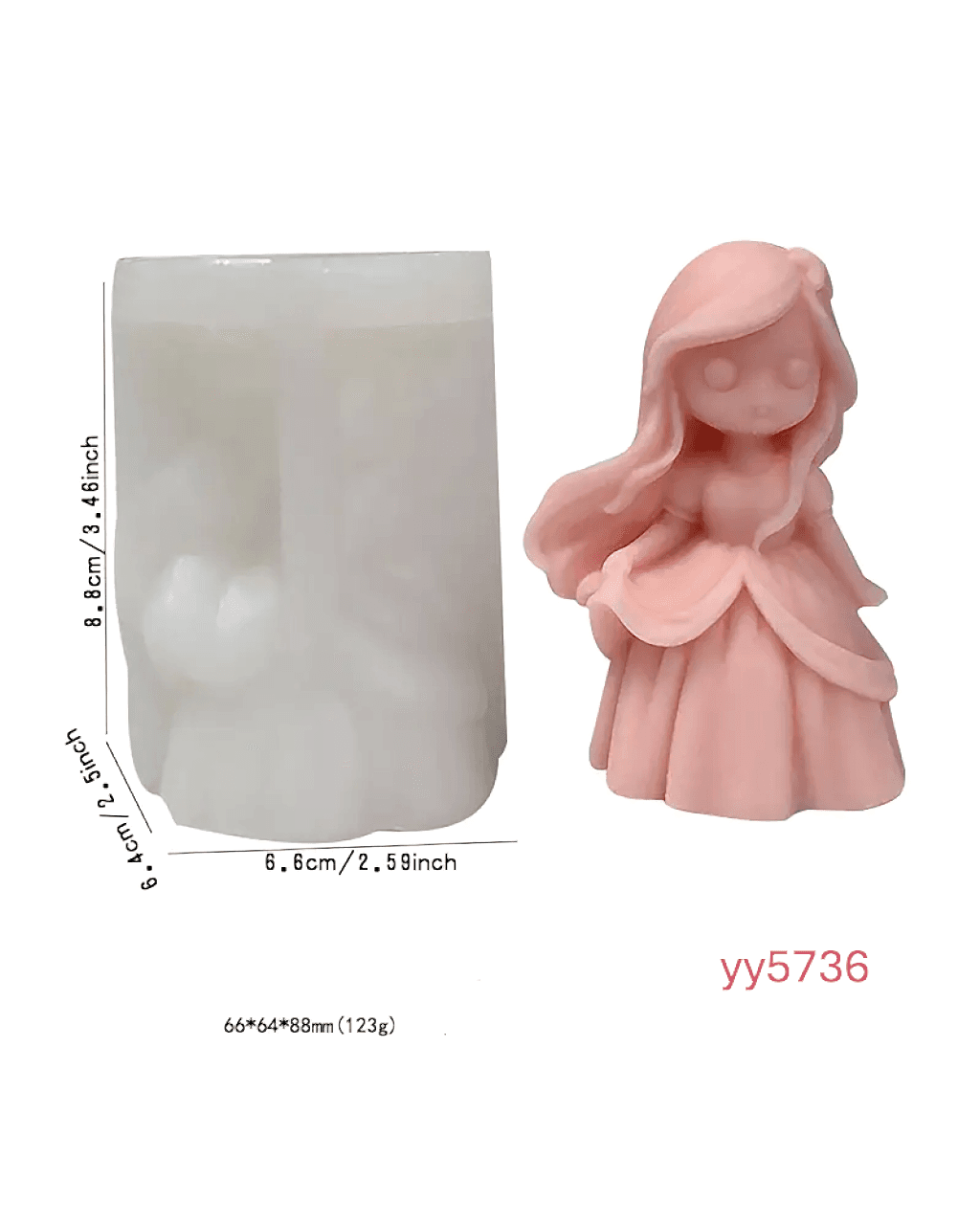  YY5736 Dalgalı Saçlı Prenses Figürü Silikon Kalıp • El Yapımı Biblo ve Mum Kalıbı • Zarif ve Romantik Dekoratif Tasarım!