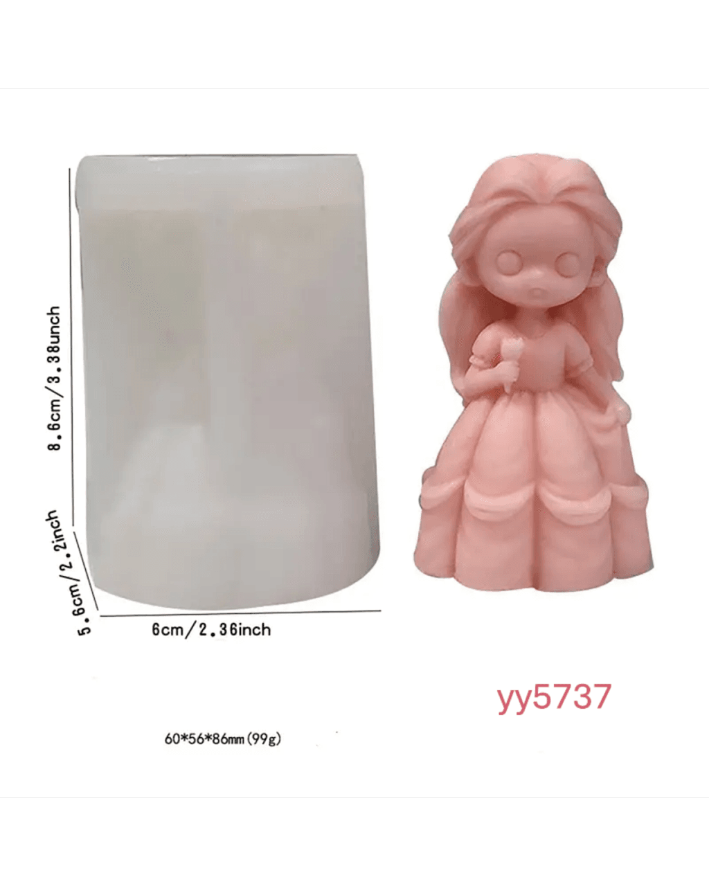  YY5737 Çiçek Tutan Prenses Figürü Silikon Kalıp • El Yapımı Biblo ve Mum Kalıbı • Zarif Koleksiyon ve Hediye Tasarımı!