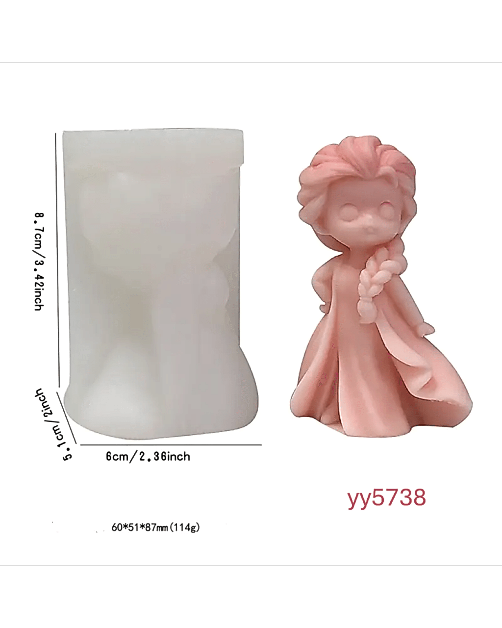  YY5738 Örgü Saçlı Pelerinli Kız Figürü Silikon Kalıp • El Yapımı Biblo ve Mum Kalıbı • Güçlü ve Masalsı Tasarım!