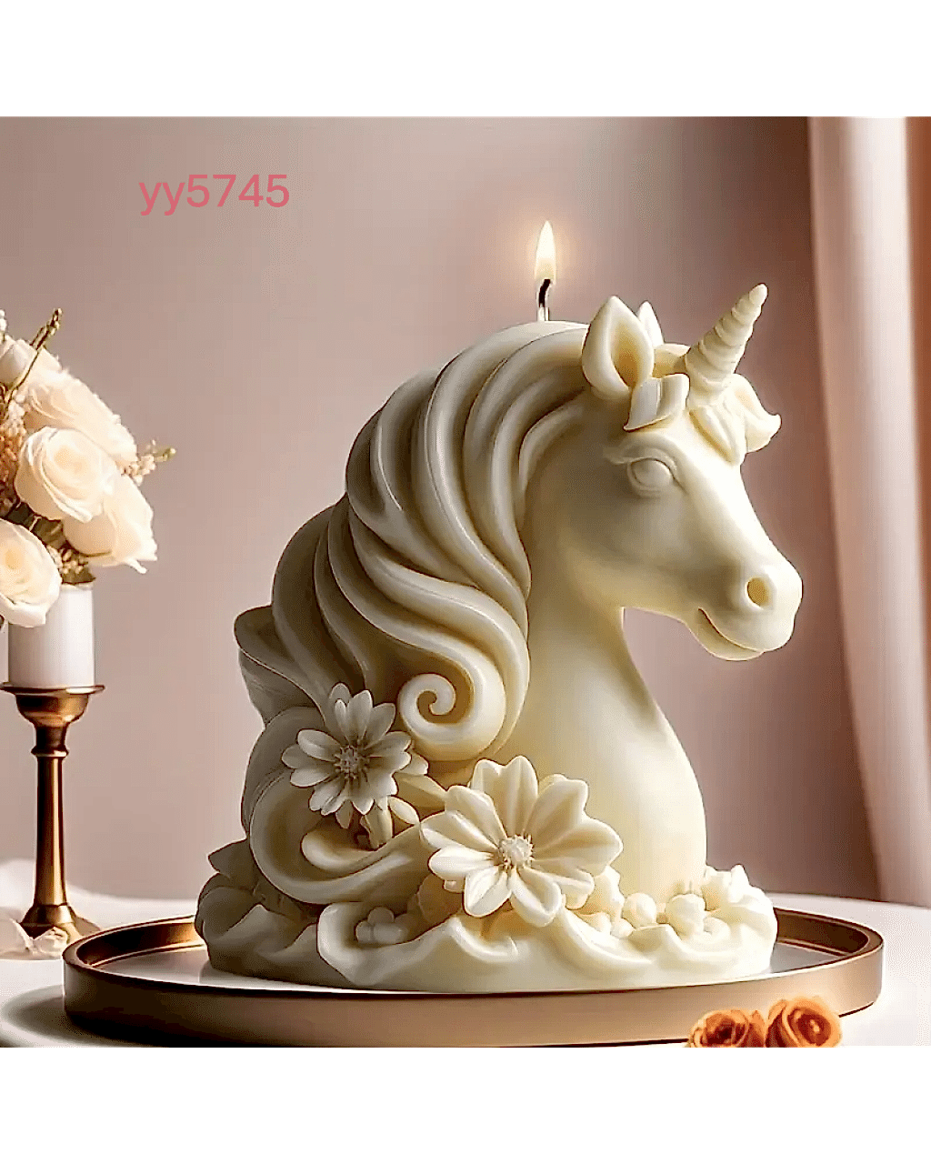  YY5745 Unicorn Figürlü Mum Silikon Kalıp - Zarif ve Şık Dekoratif Mum, Yaratıcı Hediye Seçeneği!