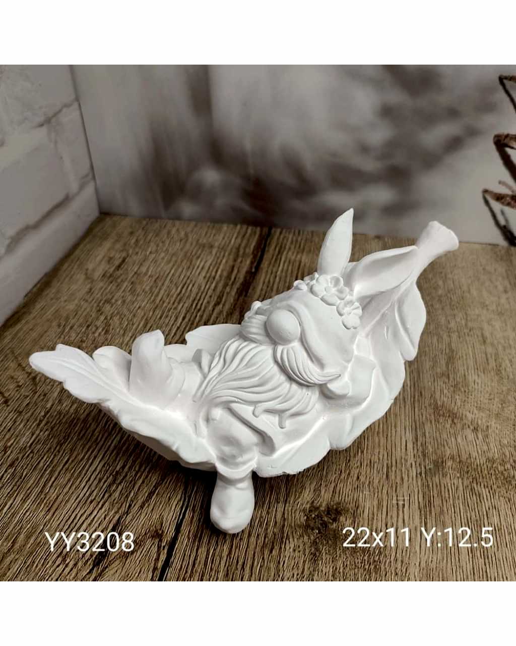 YY3208 Hamakta Yatan Tavşan Kulaklı Cüce Silikon Kalıp • El Yapımı Masalsı Biblo ve Dekoratif Objeler için Hediye Seçeneği!