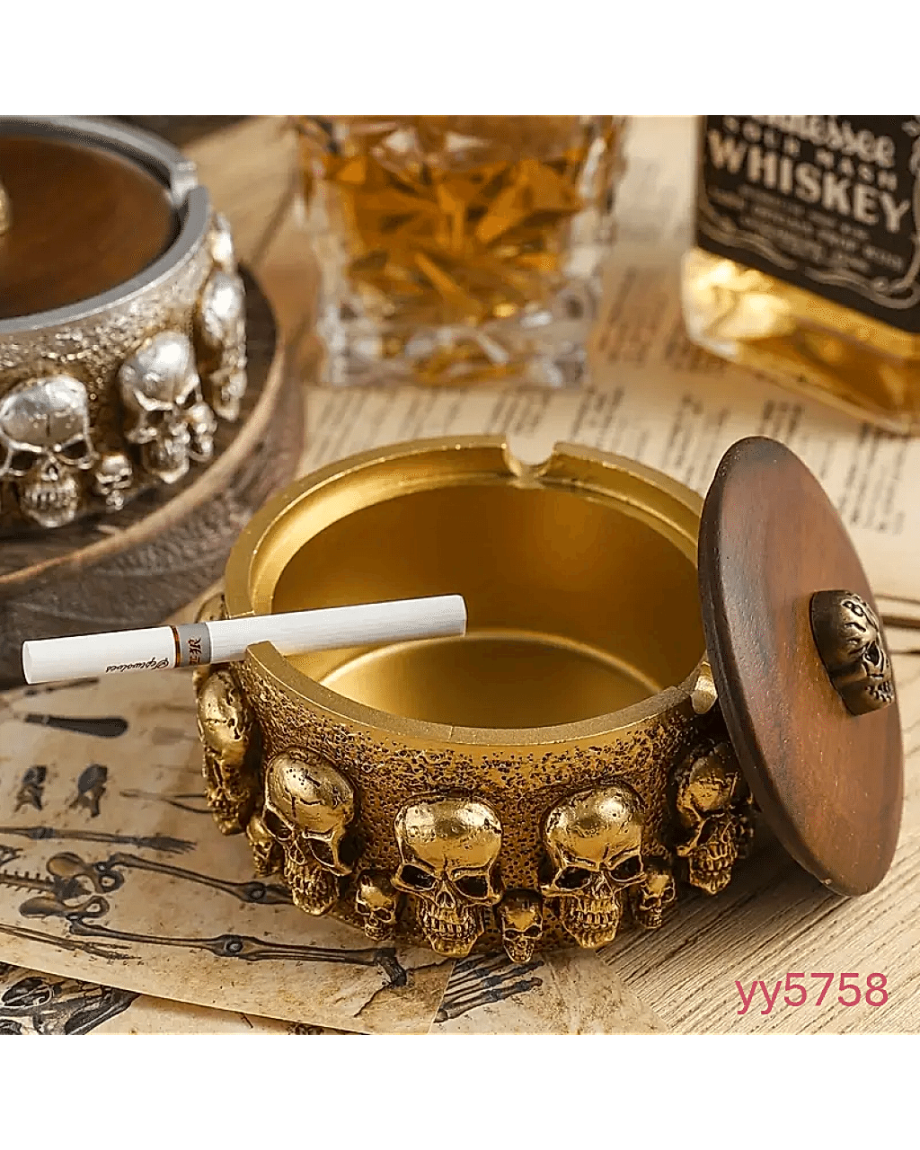  YY5758 Gotik Kafatası Figürlü Küllük ve Dekoratif Biblo - Yaratıcı ve Şık Tasarım, Farklı Hediye Seçeneği!