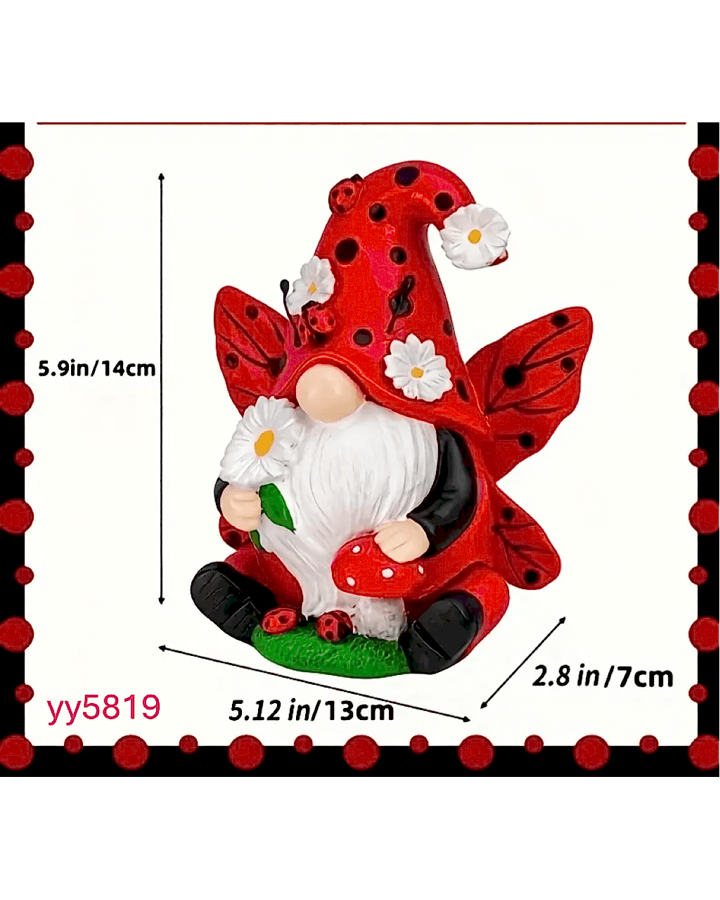  YY5819 Uğur Böcekli Cüce Figürlü Dekoratif Biblo Silikon Kalıp • El Yapımı Neşeli Tasarım ve Özel Günler için Hediye Seçeneği!