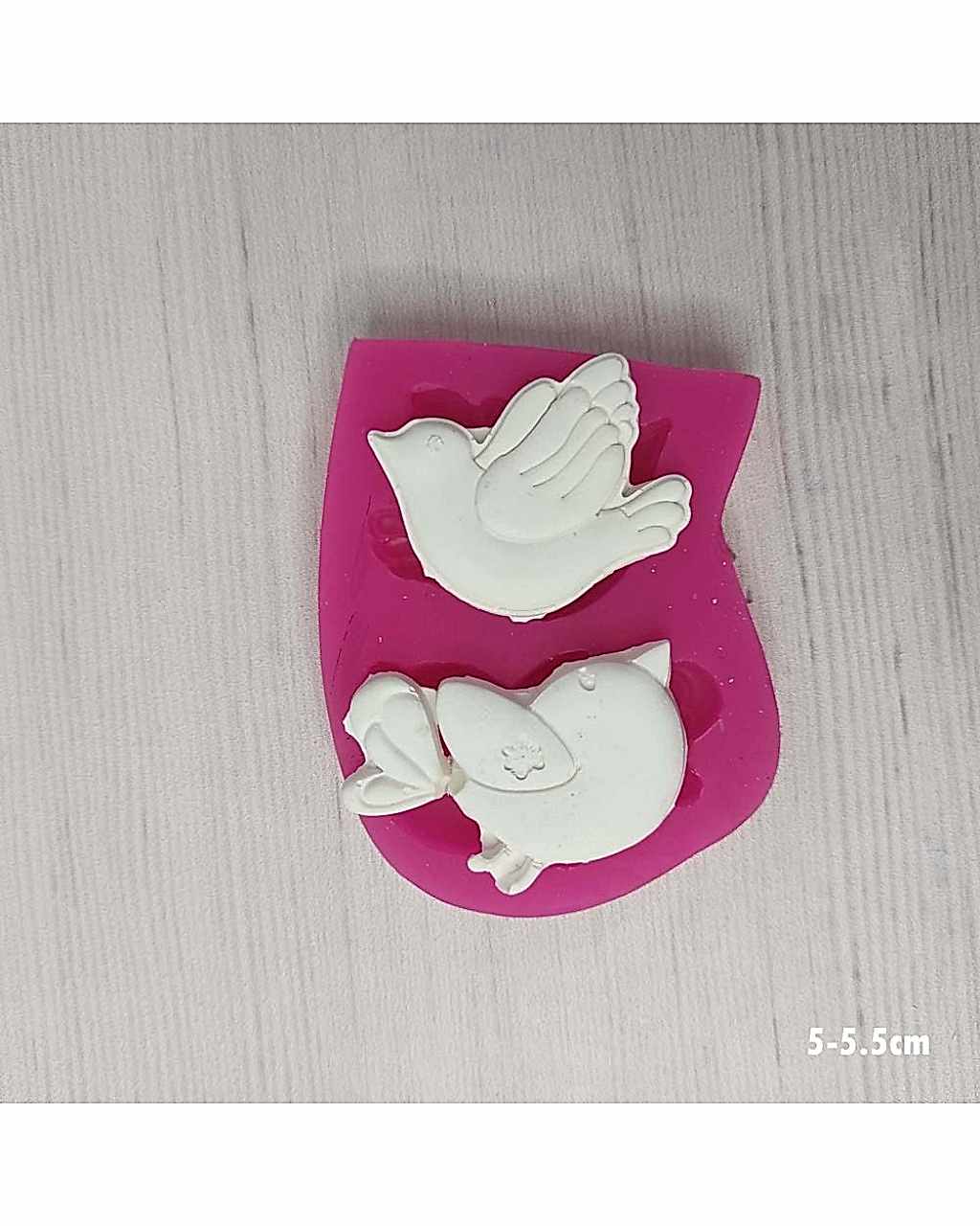 YY0305-İkili Kuş Silikon Kalıp-5-5,5cm