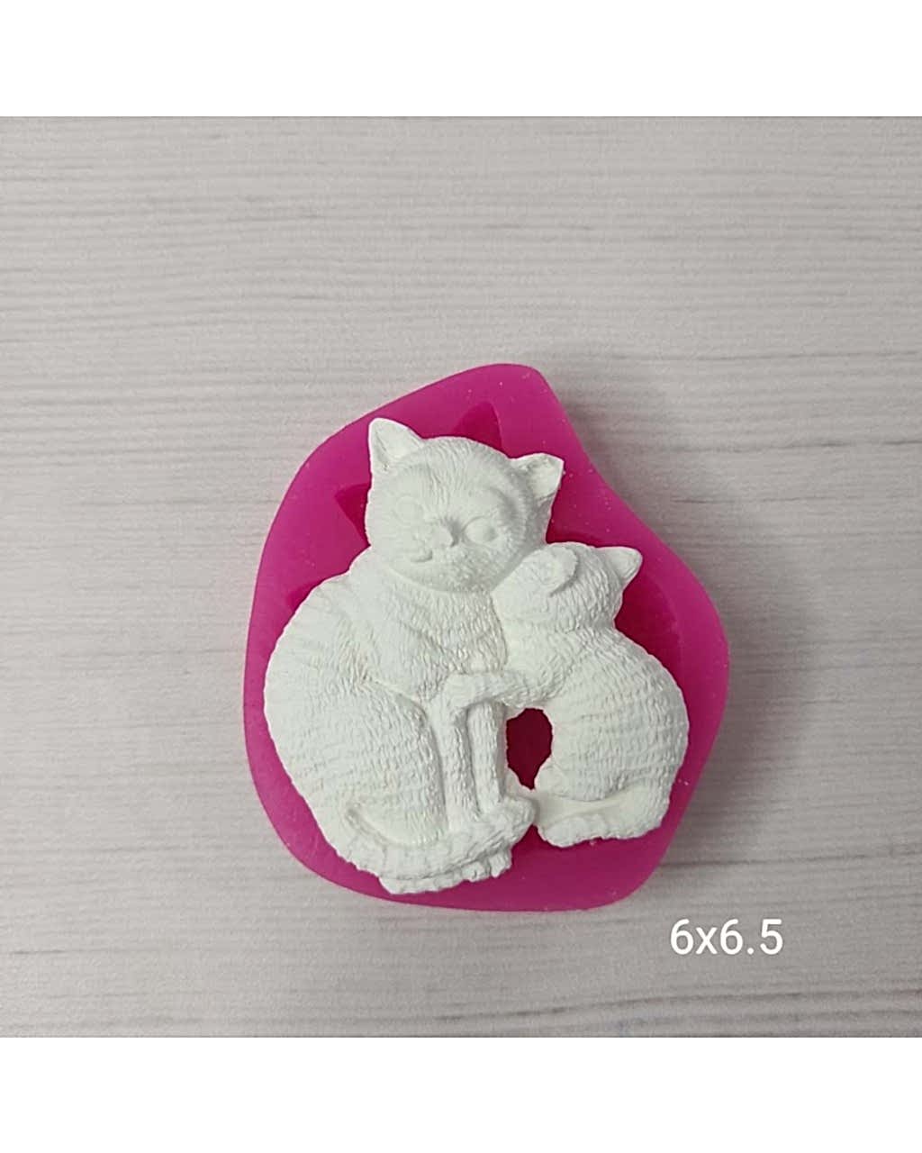 YY0319-Anne Ve Yavru Kedi Silikon Kalıp-6x6,5cm