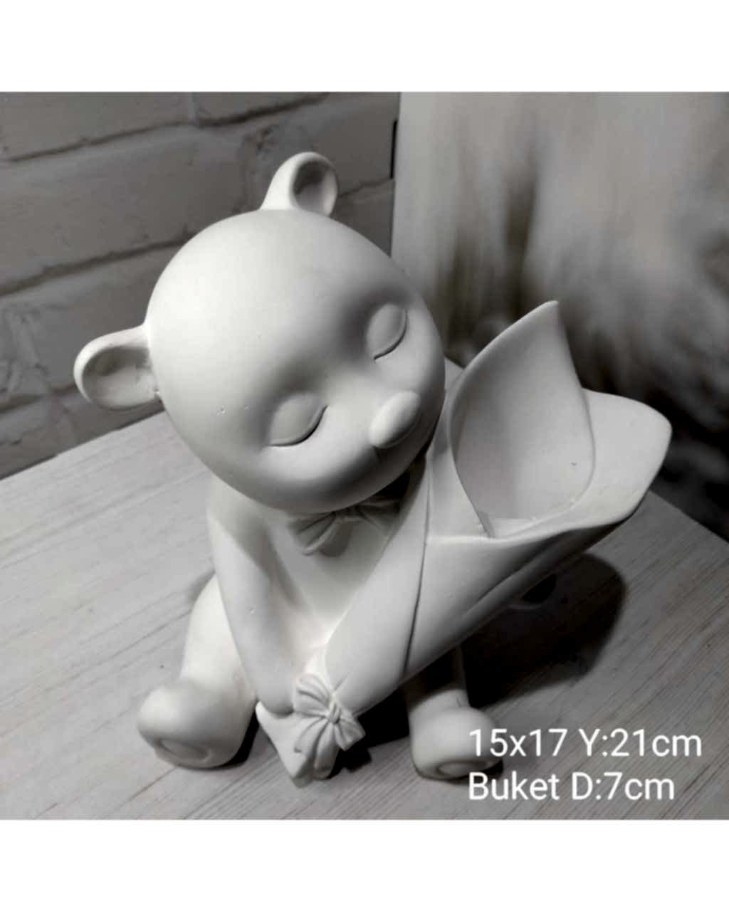 YY1262 Buketli Ayıcık Vazo Silikon Kalıp – Sevimli ve Şık Dekoratif Tasarım!