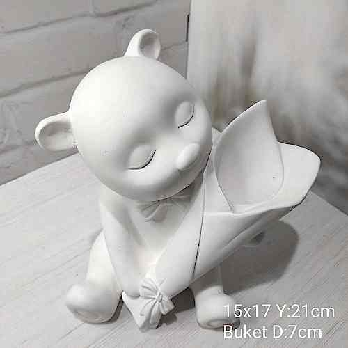 YY1262 Buketli Ayıcık Vazo Silikon Kalıp – Sevimli ve Şık Dekoratif Tasarım!