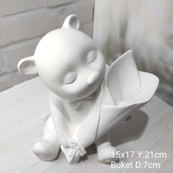 YY1262 Buketli Ayıcık Vazo Silikon Kalıp – Sevimli ve Şık Dekoratif Tasarım!