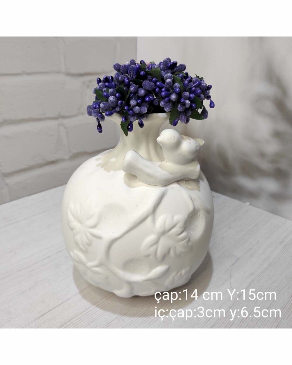 YY1356-Tombul Vazo Kuşlu Silikon Kalıp