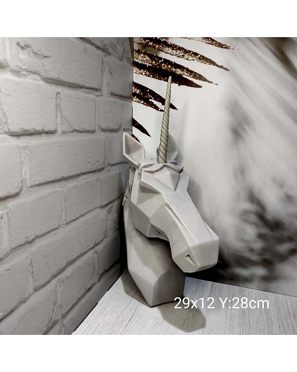 YY1621 Geometrik Unicorn At Başı Silikon Kalıp – Modern ve Şık Dekoratif Hediye!