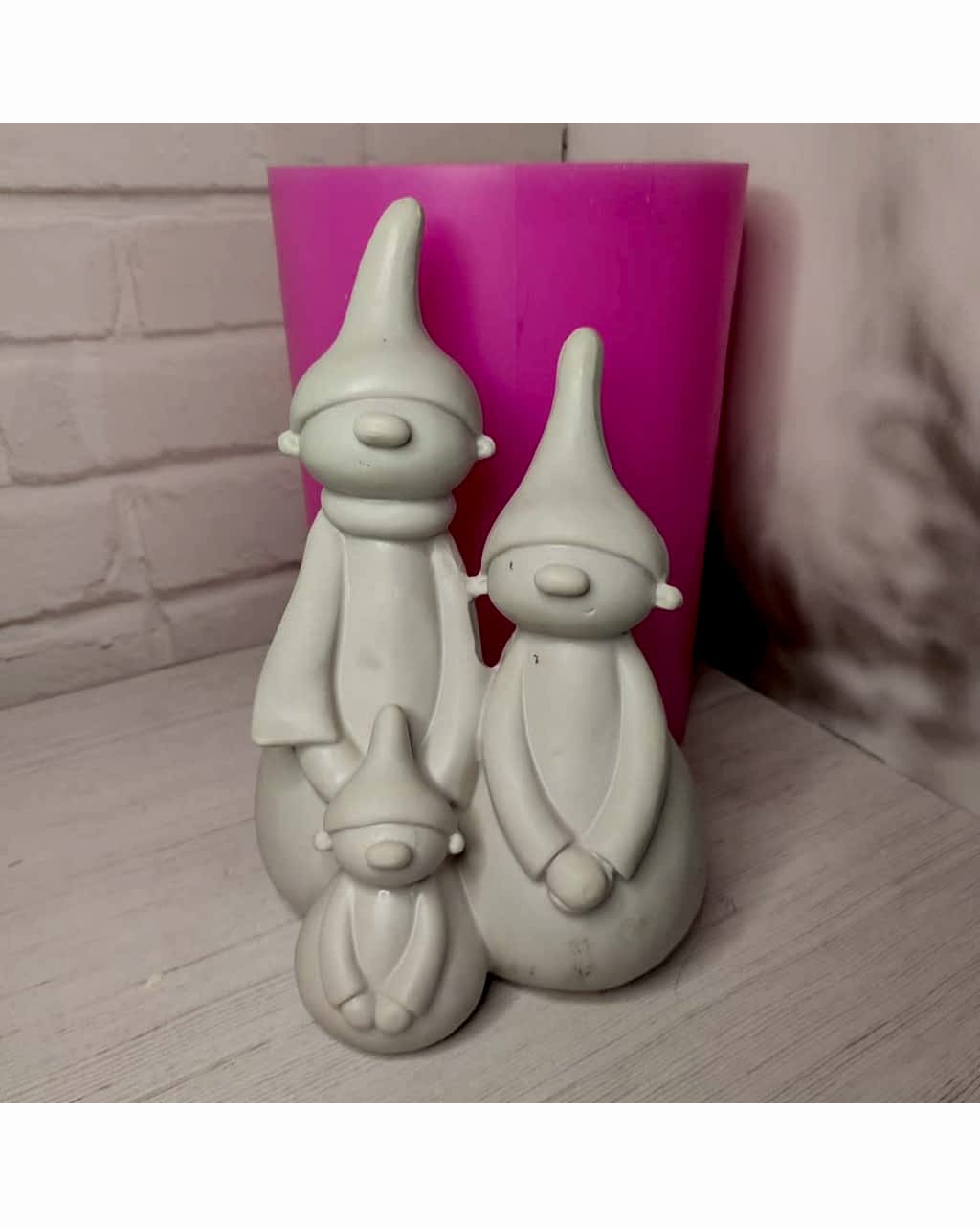 YY1864-3Lü Cüce Anne Baba Çocuk Biblo Silikon Kalıp