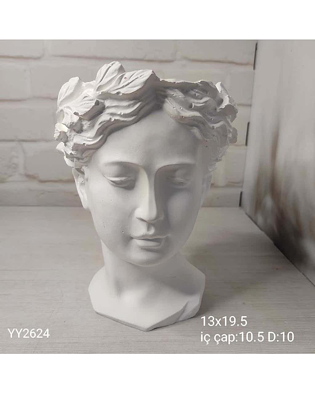 YY2624 Helen Büst Saksı Silikon Kalıp: Klasik Sanatın Zarif ve Estetik Yansıması!