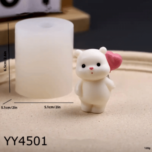 YY4501 Kalpli Balon Tutan Sevimli Ayıcık Biblo Silikon Kalıp: Sevgiyi ve Neşeyi Yansıtan Anlamlı Hediye!