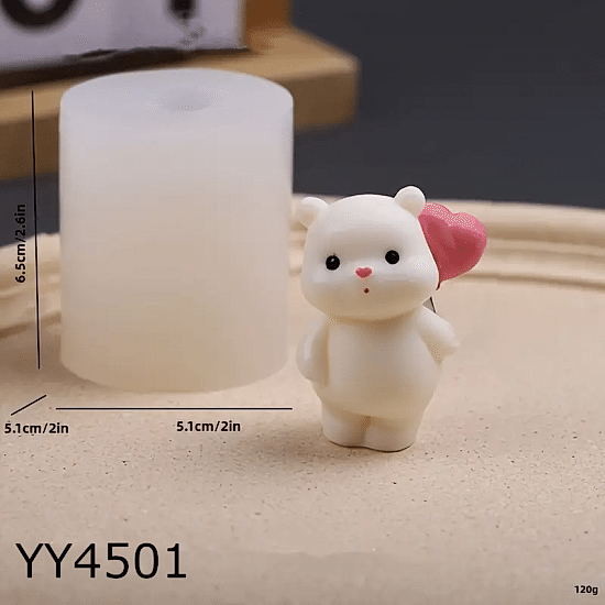 Kalpli Balon Tutan Sevimli Ayıcık Biblo Silikon Kalıp: Sevgiyi ve Neşeyi Yansıtan Anlamlı Hediye!