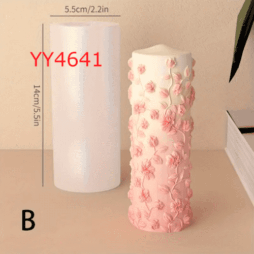 YY4641 Çiçek Desenli Mumluk Silikon Kalıp: Doğal ve Estetik Hediye Seçeneği!