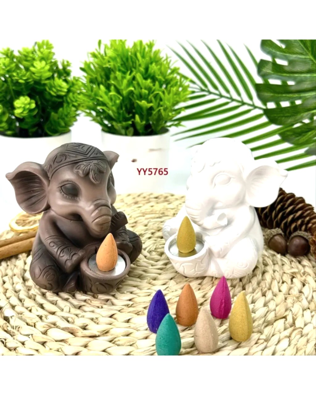  YY5765 Ganeşa Figürlü Tütsülük ve Tealight Mumluk Silikon Kalıp • El Yapımı Spiritüel Dekor Kalıbı • Anlamlı Hediyelik Obje!